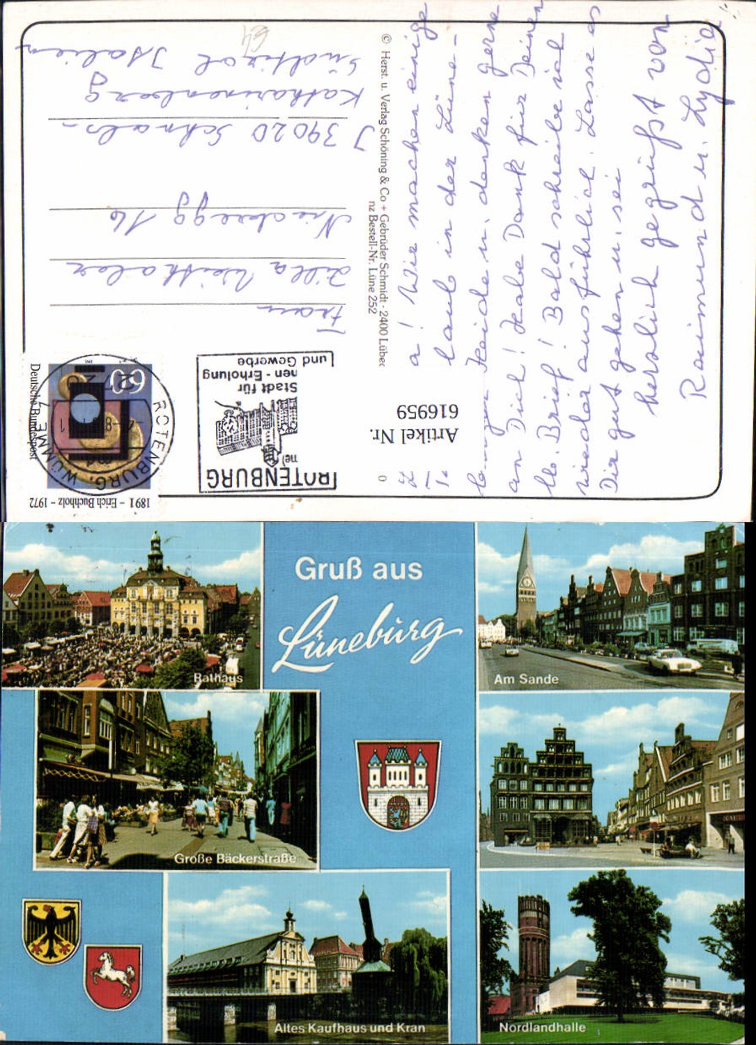 616959, Multi-image postcard Lüneburg Town Hall Am Sande Nordlandhalle