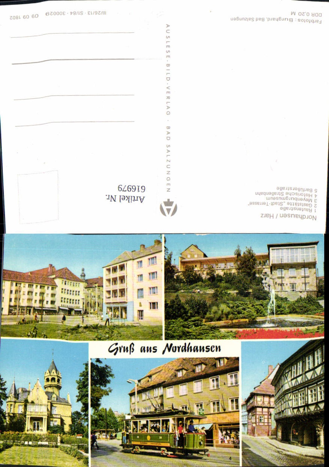 616979, Multi-image postcard Nordhausen Harz Rautenstraße Meyenburg Museum Historic Tram