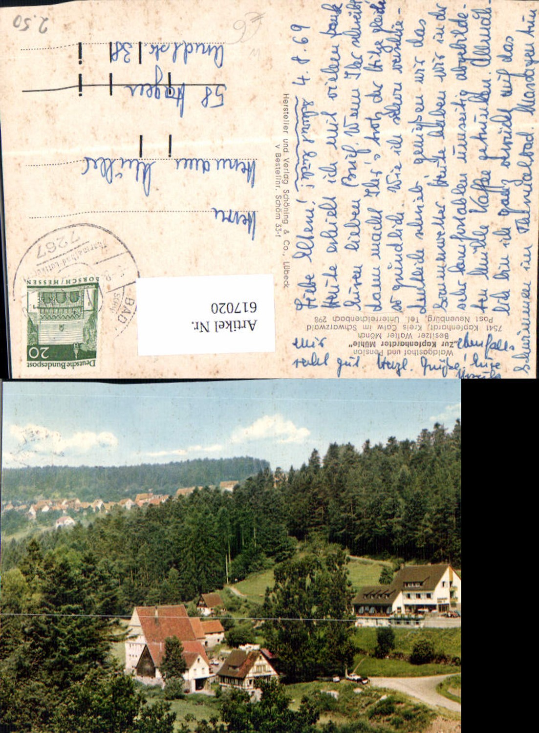 617020,Kapfenhardt Unterreichenbach Schwarzwald Waldgasthof Pension Zur Kapfenhardter Mühle