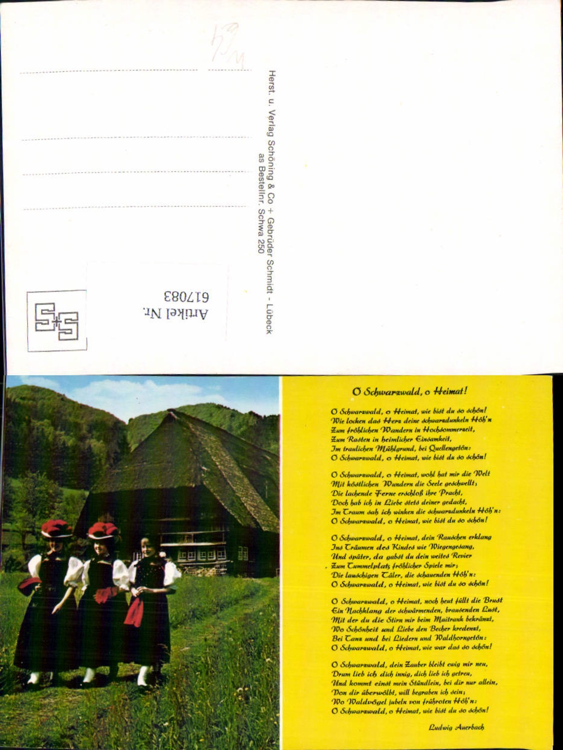 617083, Black Forest Women's Traditional Costume House Text Ludwig Auerbach ev. Haslach im Kinzigtal Titisee-Neustadt