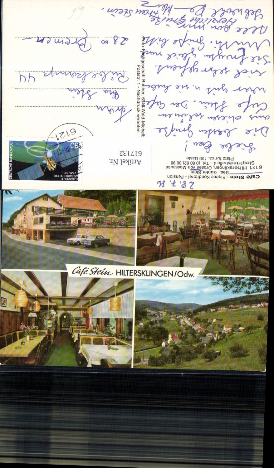 617132,Mehrbild Ak Hiltersklingen Mossautal Cafe Stein