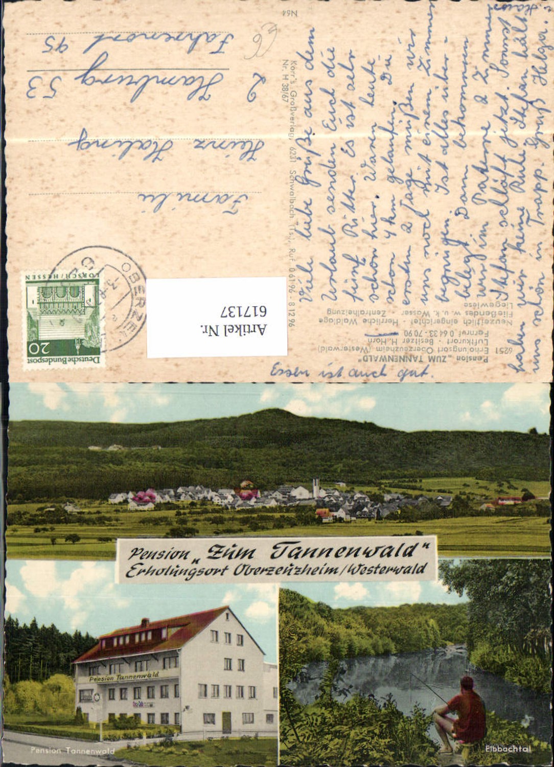 617137,Mehrbild Ak Oberzeuzheim Westerwald Pension Zum Tannenwald