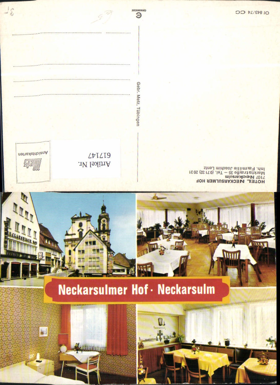 617147,Mehrbild Ak Neckarsulm Hotel Neckarsulmer Hof
