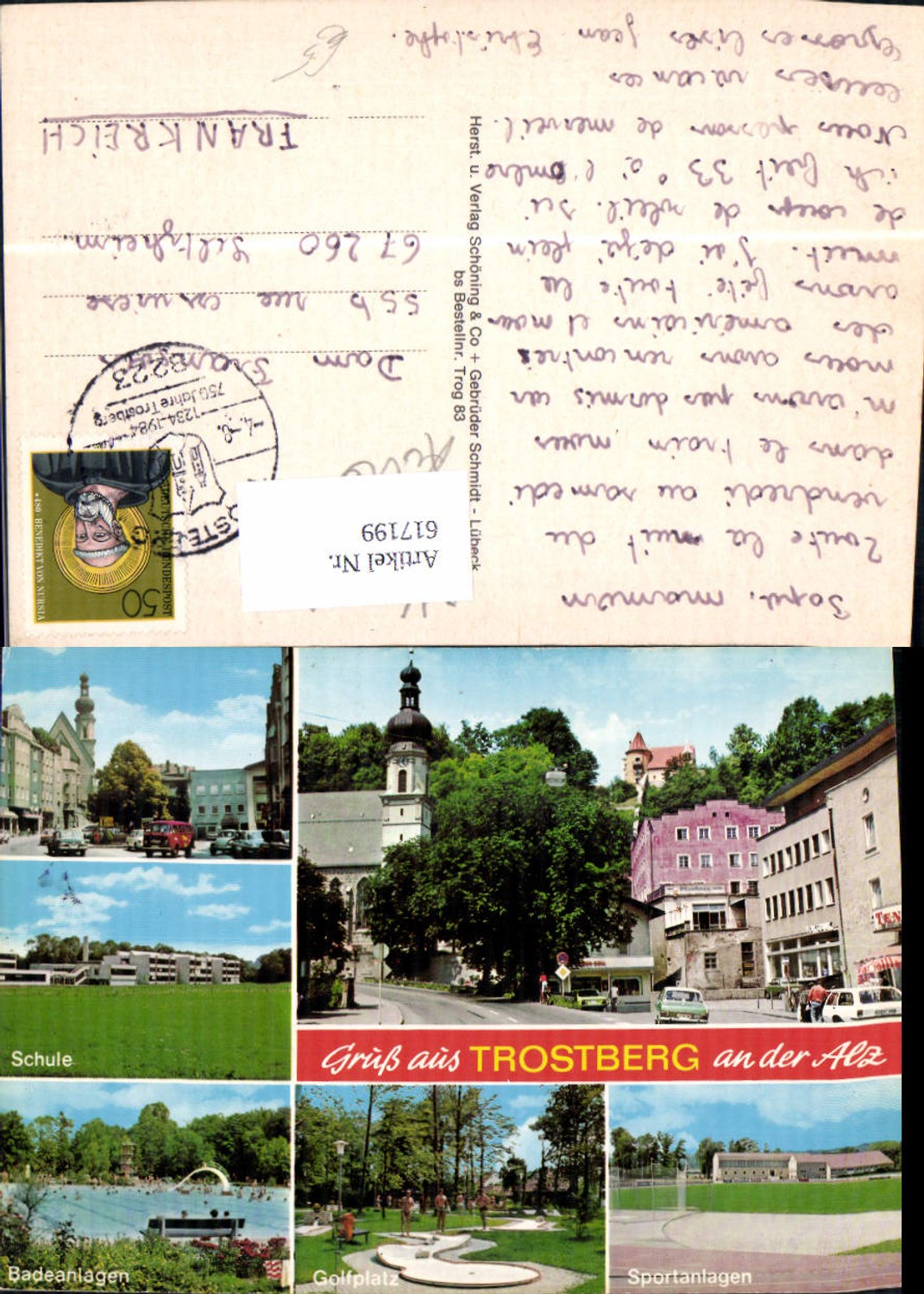 617199, Multi-image Ak Trostberg ad Alz School Golf Course VW Bus