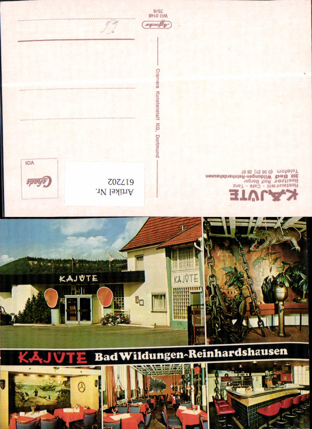 617202,Mehrbild Ak Bad Wildungen Reinhardshausen Kajüte Restaurant Tanz Cafe