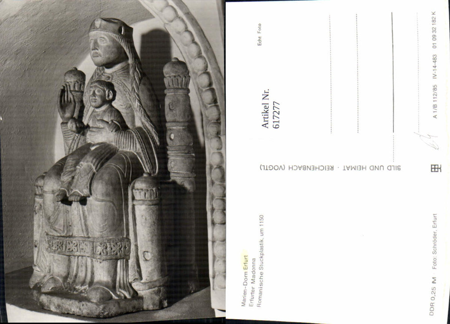 617277, Photo Ak Erfurt Cathedral Erfurt Madonna Stucco Sculpture