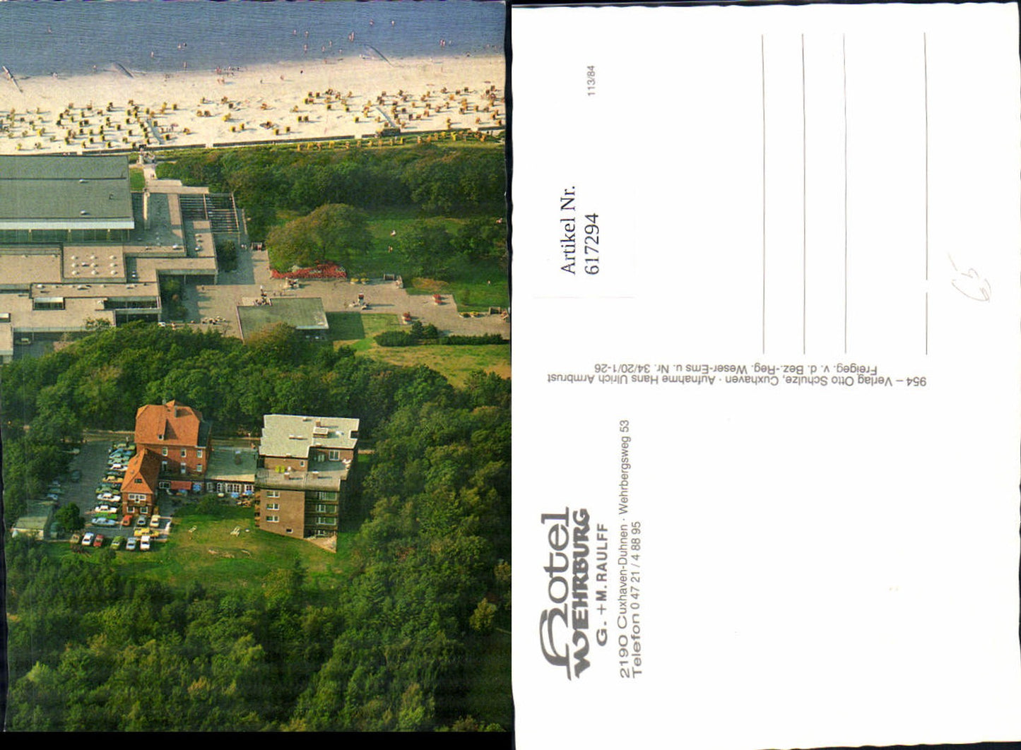 617294,Luftbild Cuxhaven Duhnen Hotel Wehrburg