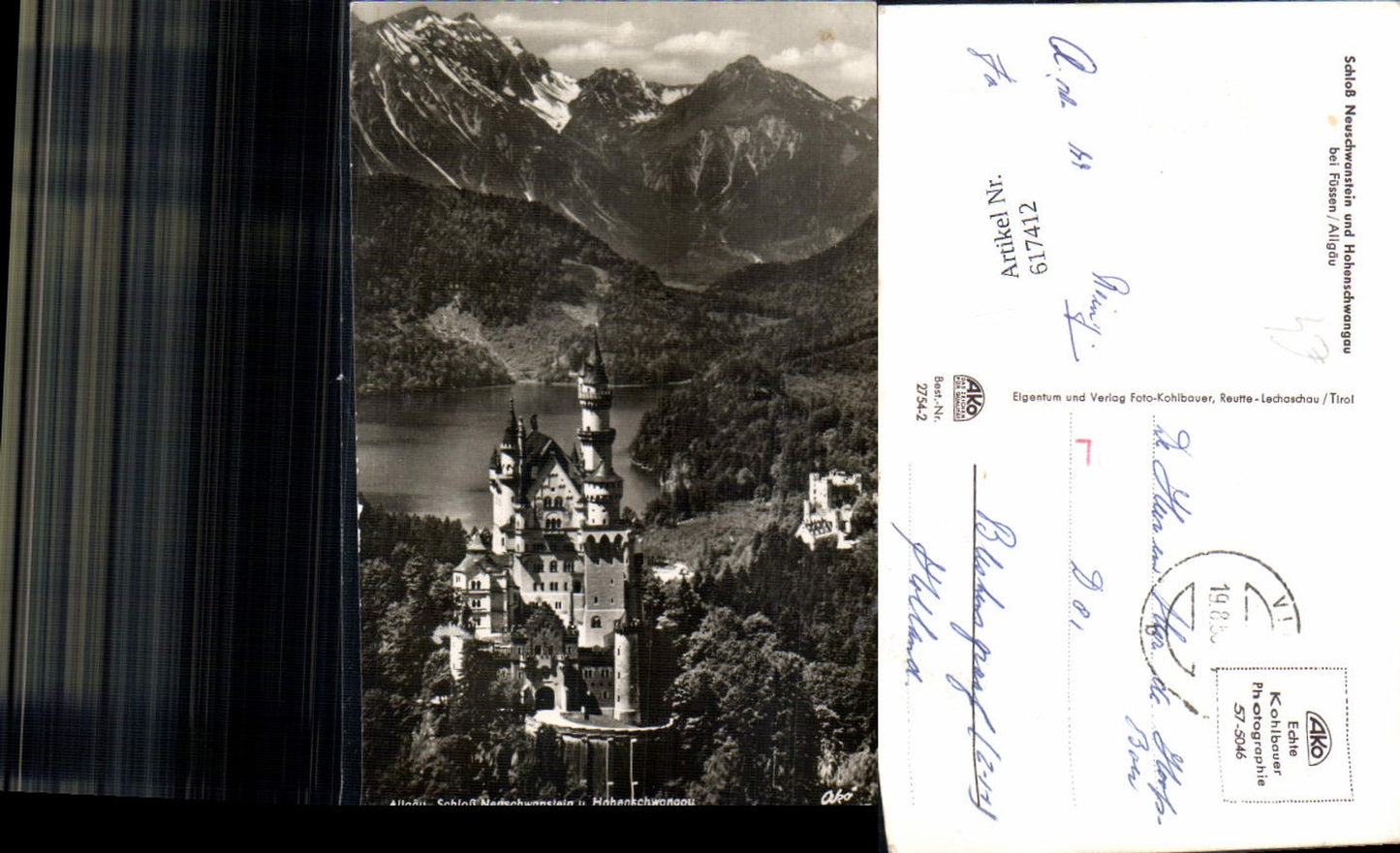 617412,Füssen im Allgäu Schloss Neuschwanstein pub Kohlbauer 2754-2