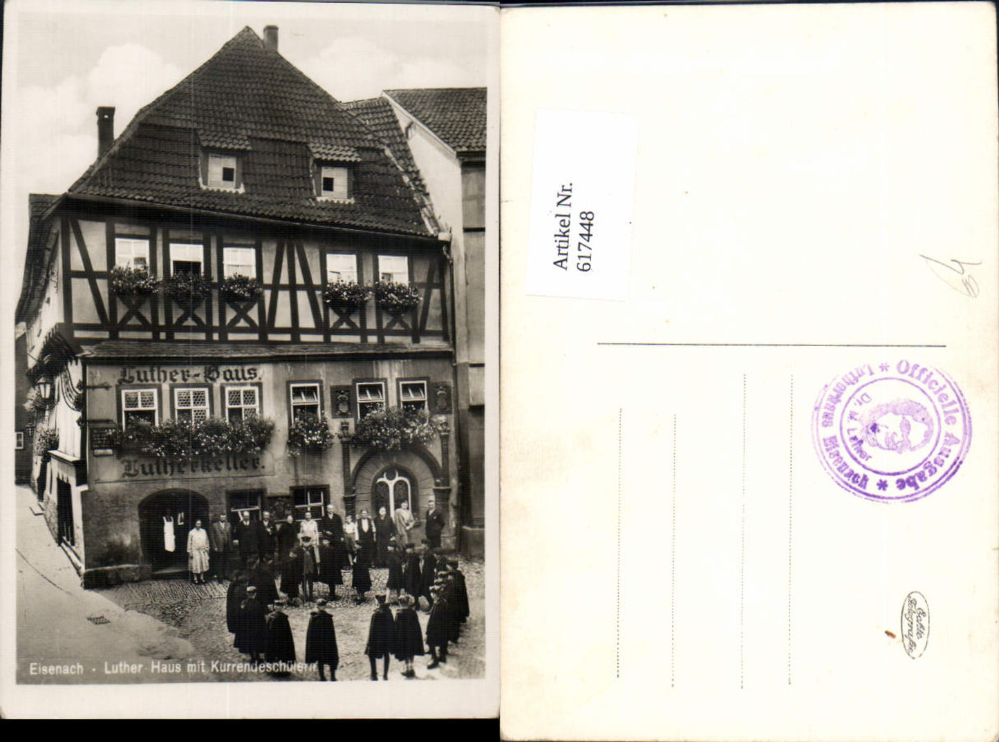 617448, Photo Ak Eisenach Luther House with choirboys Luther cellar