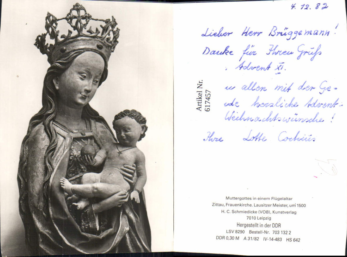 617457,Foto Ak Zittau Frauenkirche Muttergottes in einem Flügelaltar