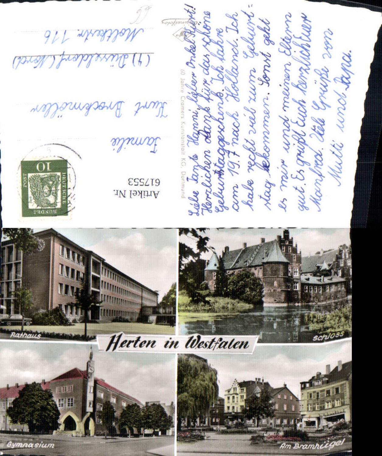 617553,Mehrbild Ak Herten in Westfalen Rathaus Schloss Bramhügel