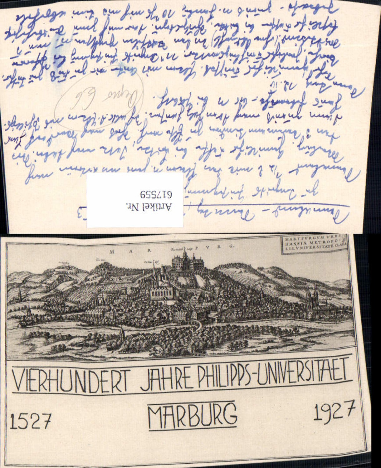 617559,Künstler Ak Repro Marburg Philipps-Universität Vierhundert Jahre
