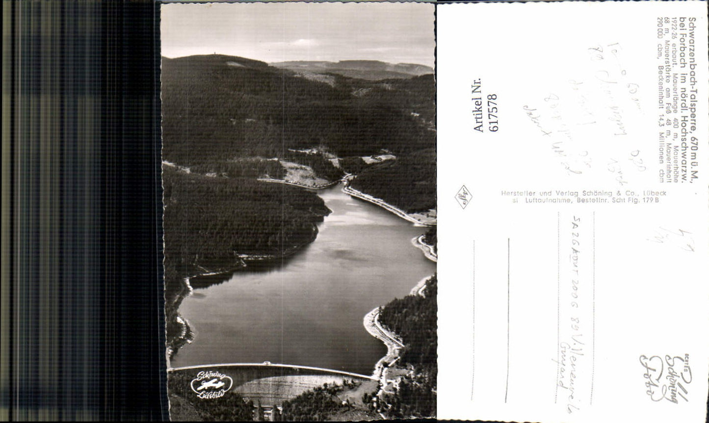 617578,Luftbild Schwarzenbach-Talsperre Forbach Hochschwarzwald Talsperre