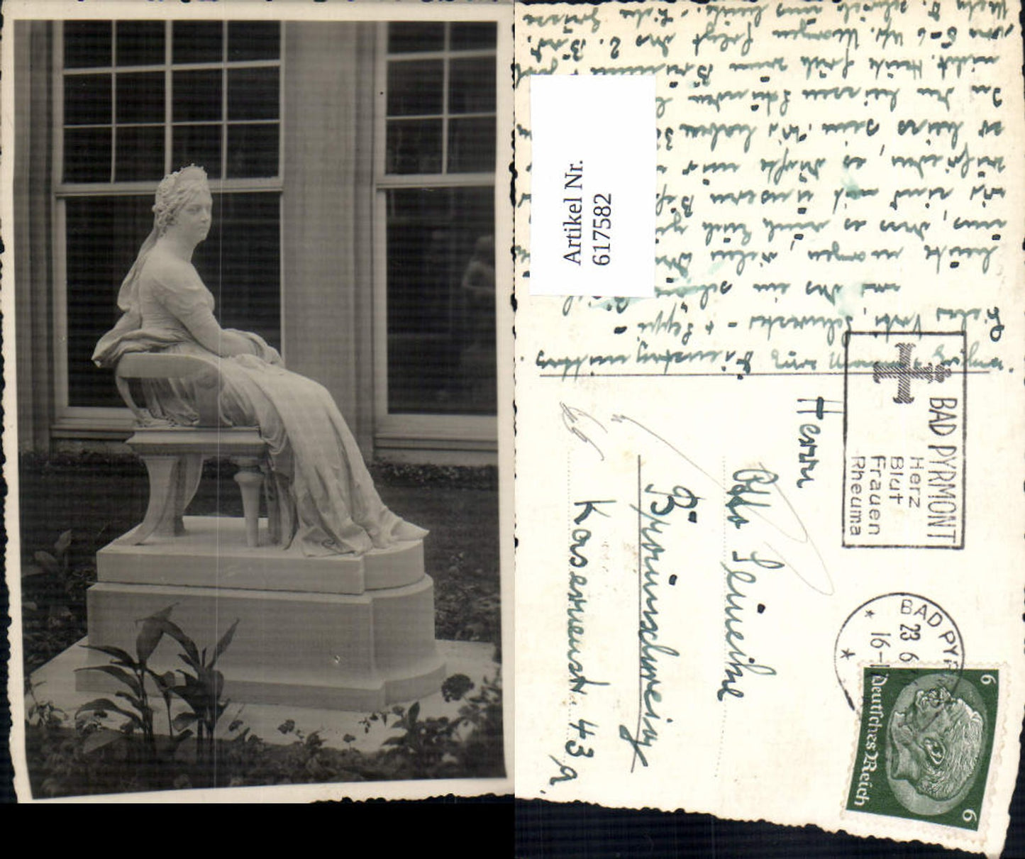 617582,Foto Ak Bad Pyrmont Statue Königin Luise