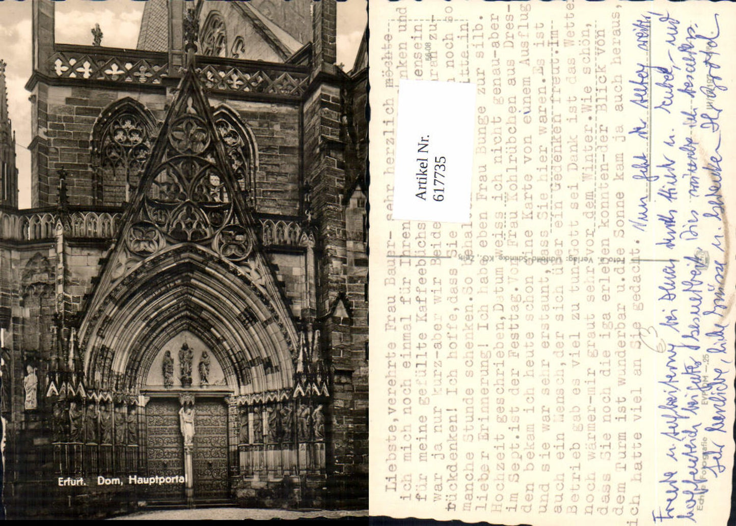 617735,Foto Ak Erfurt Dom Hauptportal