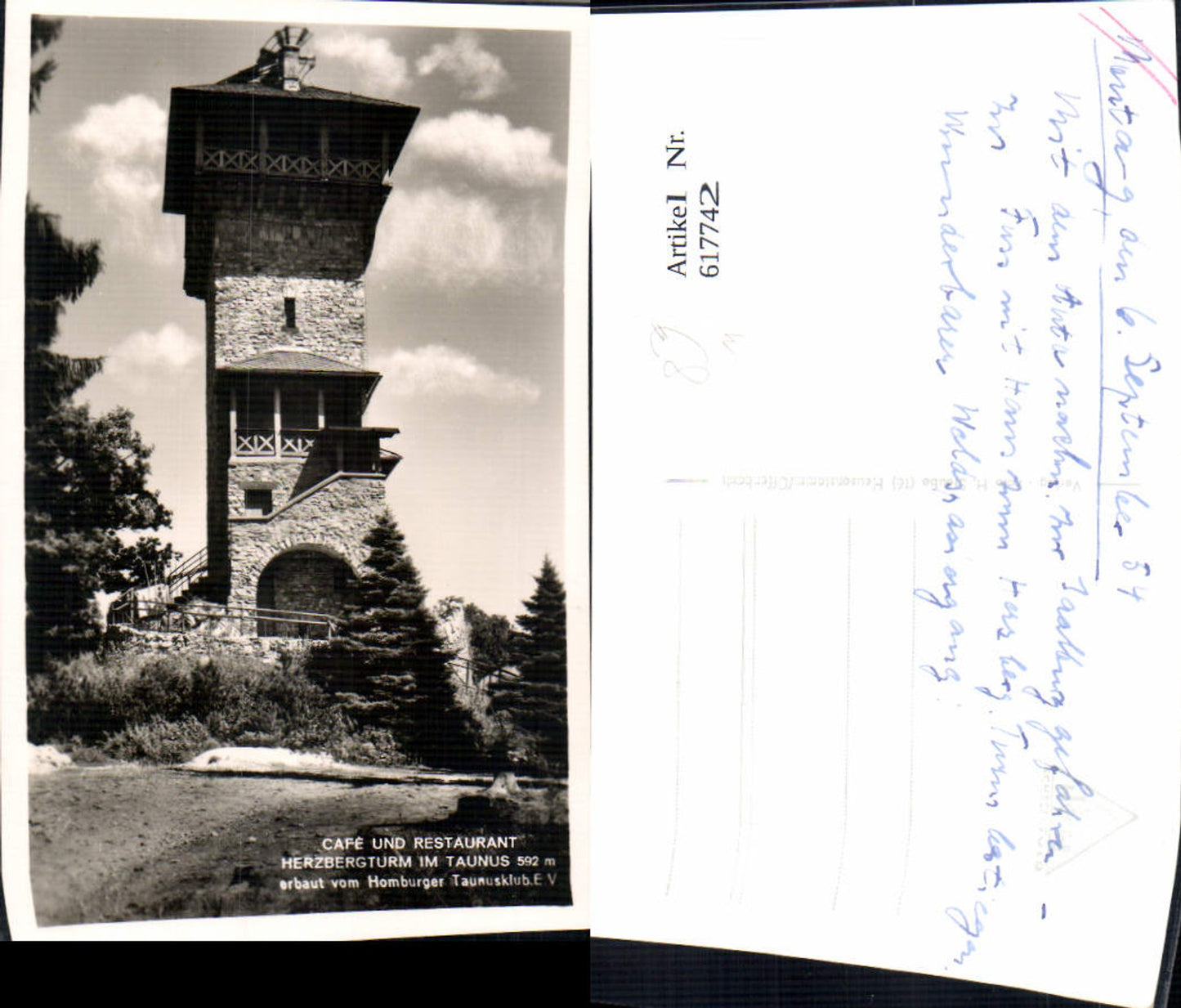 617742,Foto Ak Herzbergturm i. Taunus Turm Bad Homburg vor der Höhe