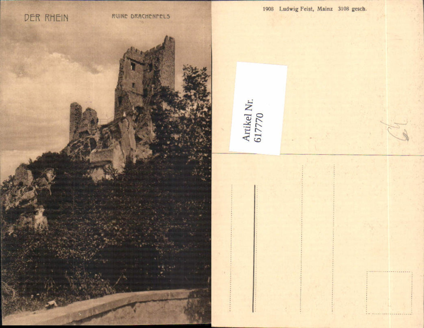 617770,Der Rhein Ruine Burg Drachenfels Siebengebirge Königswinter