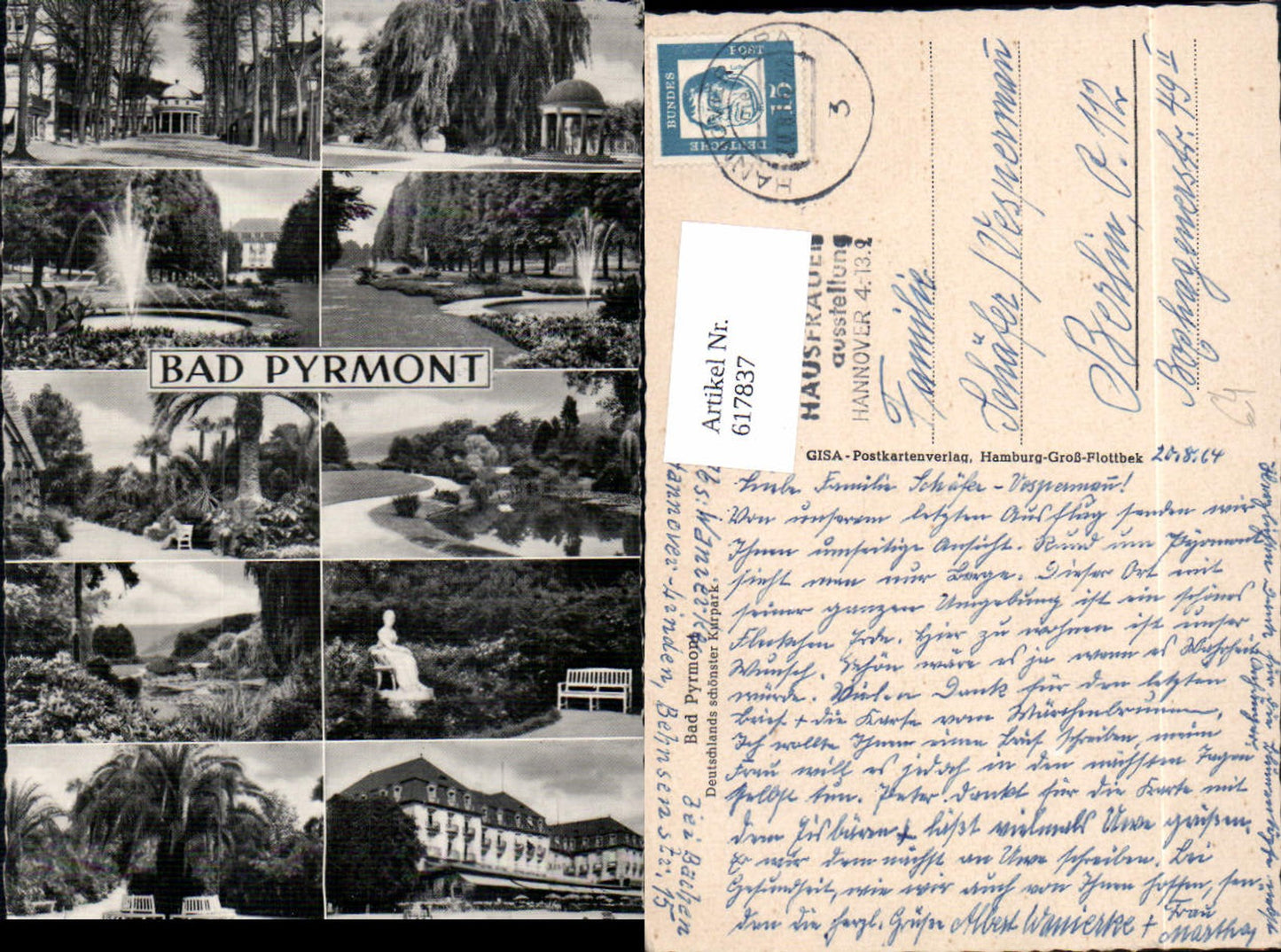 617837,Mehrbild Ak Bad Pyrmont Kurpark Springbrunnen
