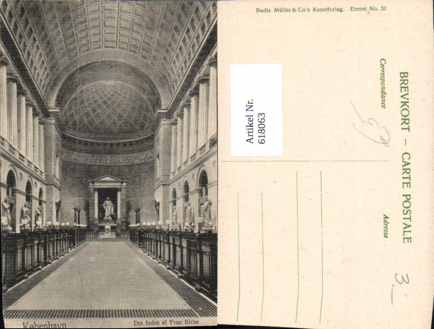 618063,Kopenhagen Kobenhavn Det Indre af Frue Kirke Kirche Denmark