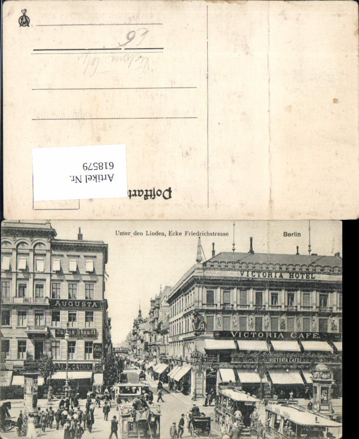 618579,Berlin Unter den Linden Ecke Friedrichstrasse Victoria Cafe Tram Tramway