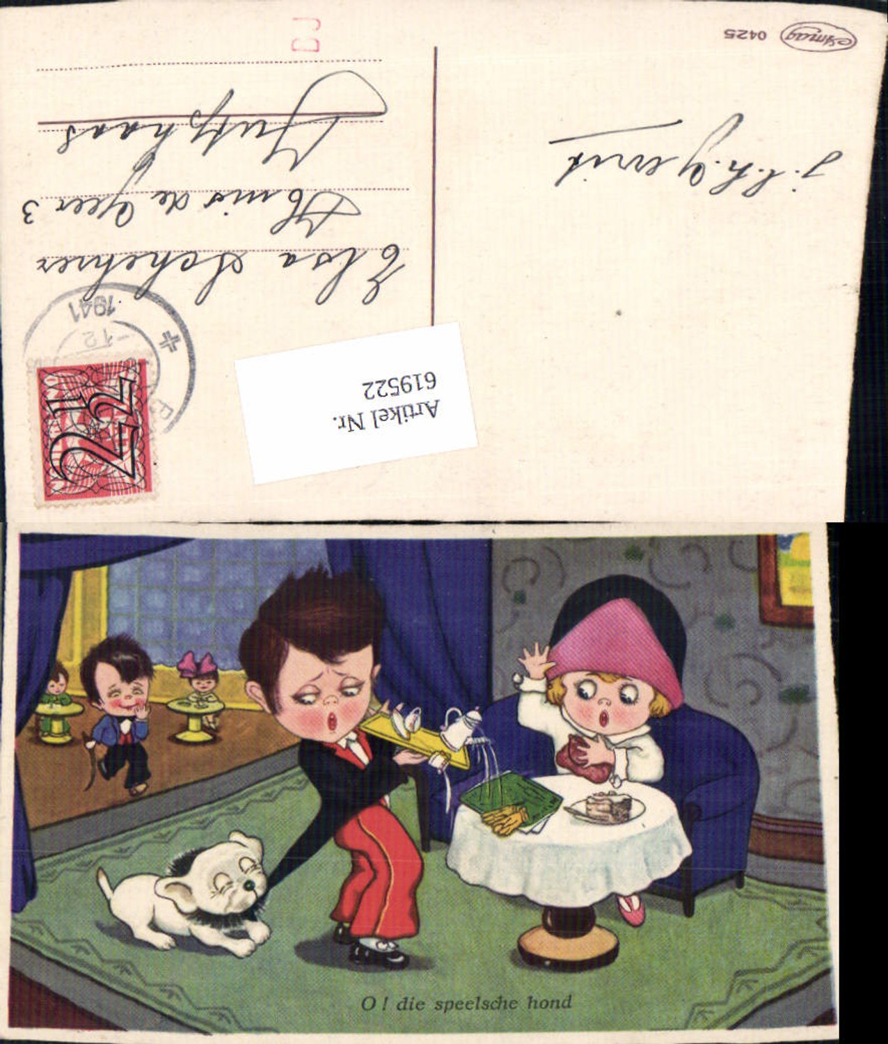 619522,Künstler AK Margret Boriss Hund Bonzo Humor Kinder