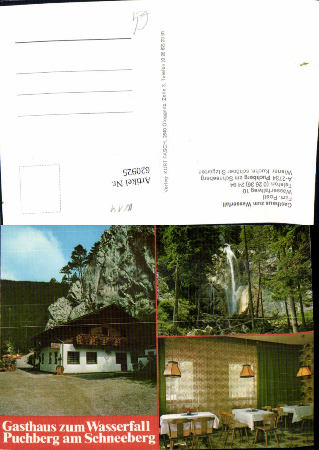 620925,Mehrbild Ak Puchberg a. Schneeberg Gasthaus zum Wasserfall