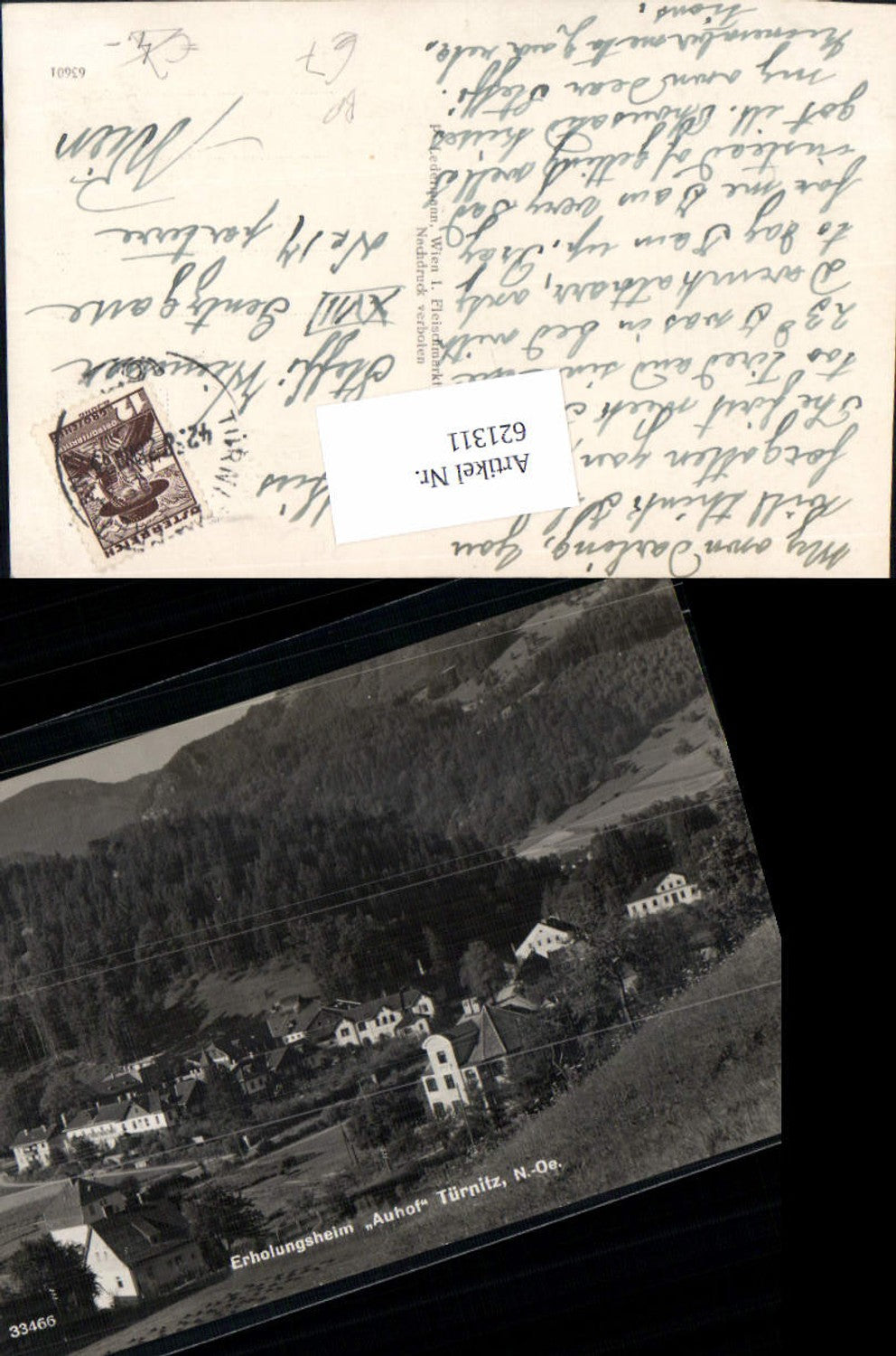 621311,Türnitz Auhof 1928 Bahnpost Türnitz Freiland Zug 4238