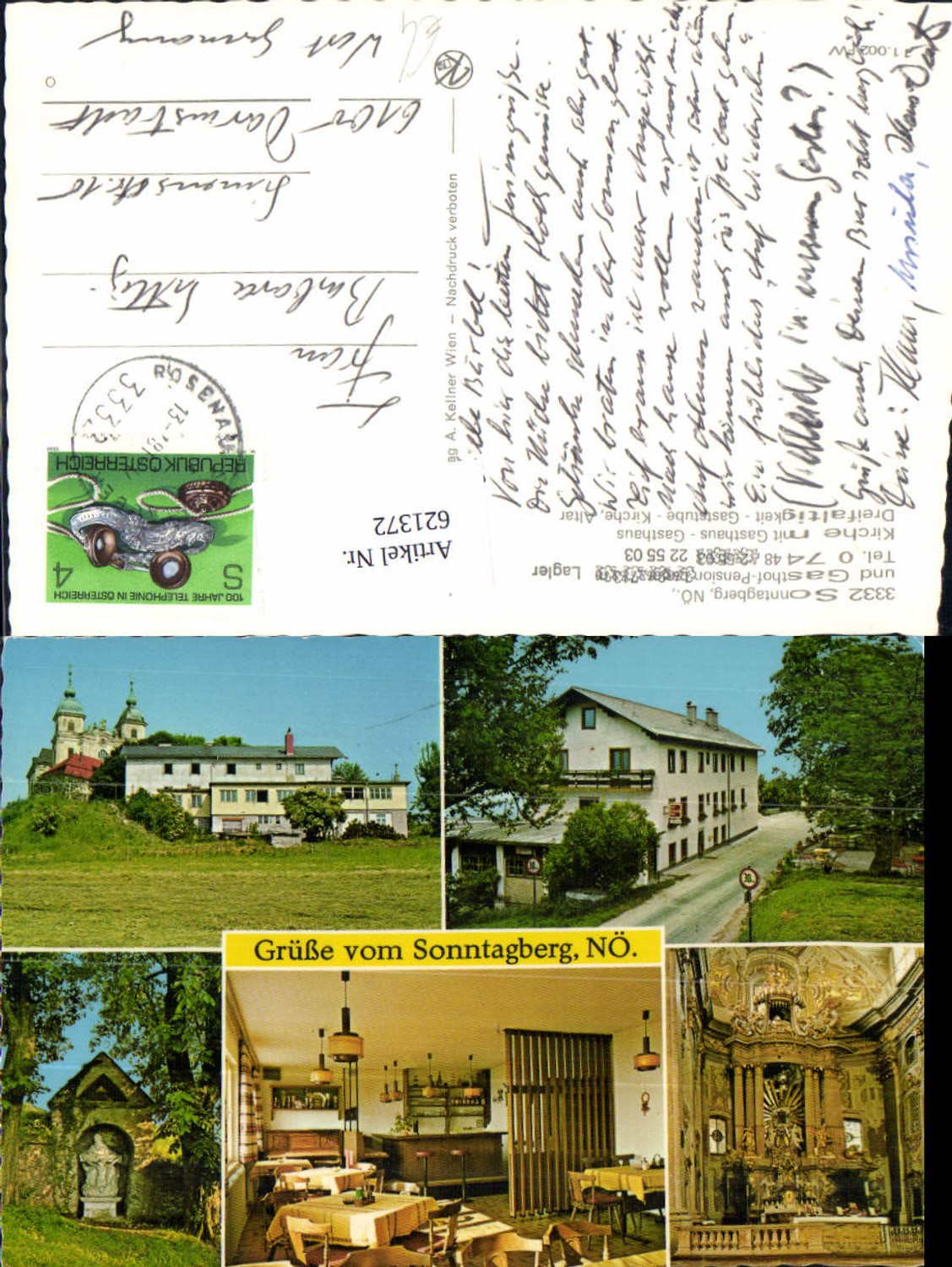 621372,Mehrbild Ak Sonntagberg Gasthof Pension Lagler Kirche Gasthaus Altar Rosenau am Sonntagberg