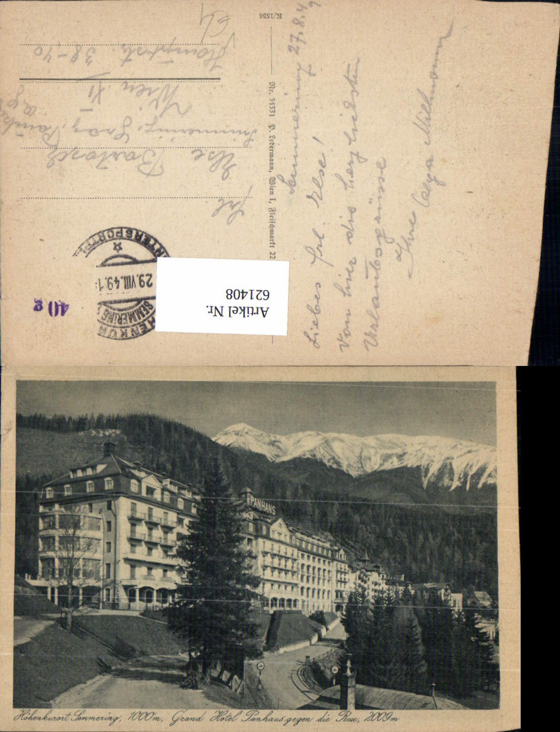 621408,Semmering Grand Hotel Panhans m. Rax