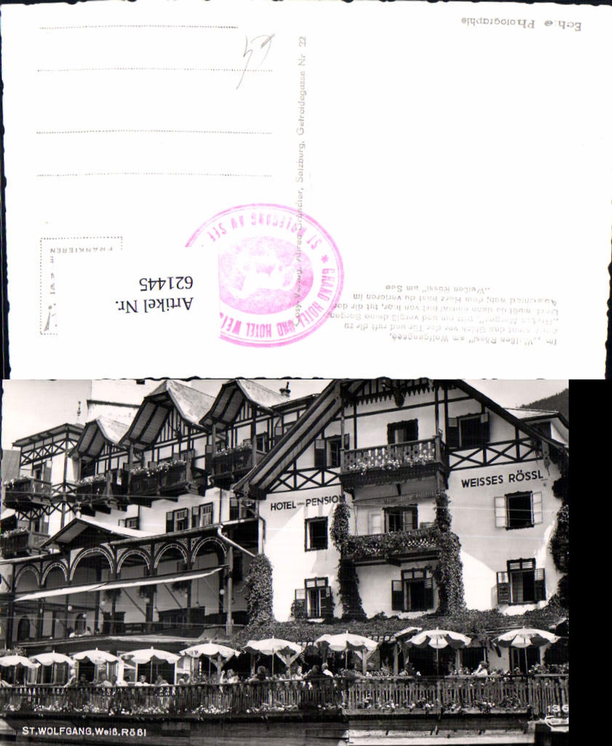 621445,Foto Ak Sankt Wolfgang im Salzkammergut Weisses Rössl Terrasse