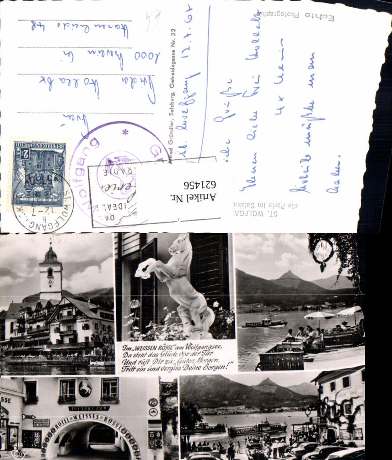 621456,Mehrbild Ak Sankt Wolfgang im Salzkammergut Zufahrt Weisses Rössl Schiff Dampfer