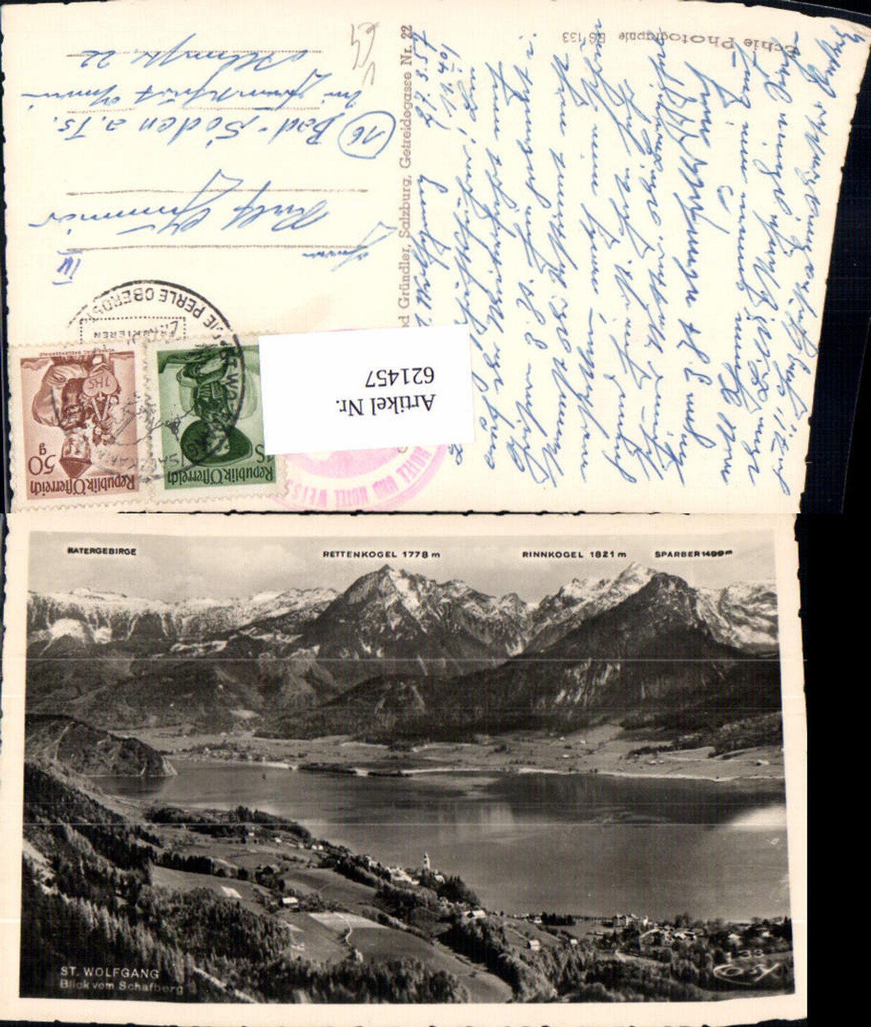 621457,Foto Ak Sankt Wolfgang im Salzkammergut Blick v. Schafberg pub Cosy 133