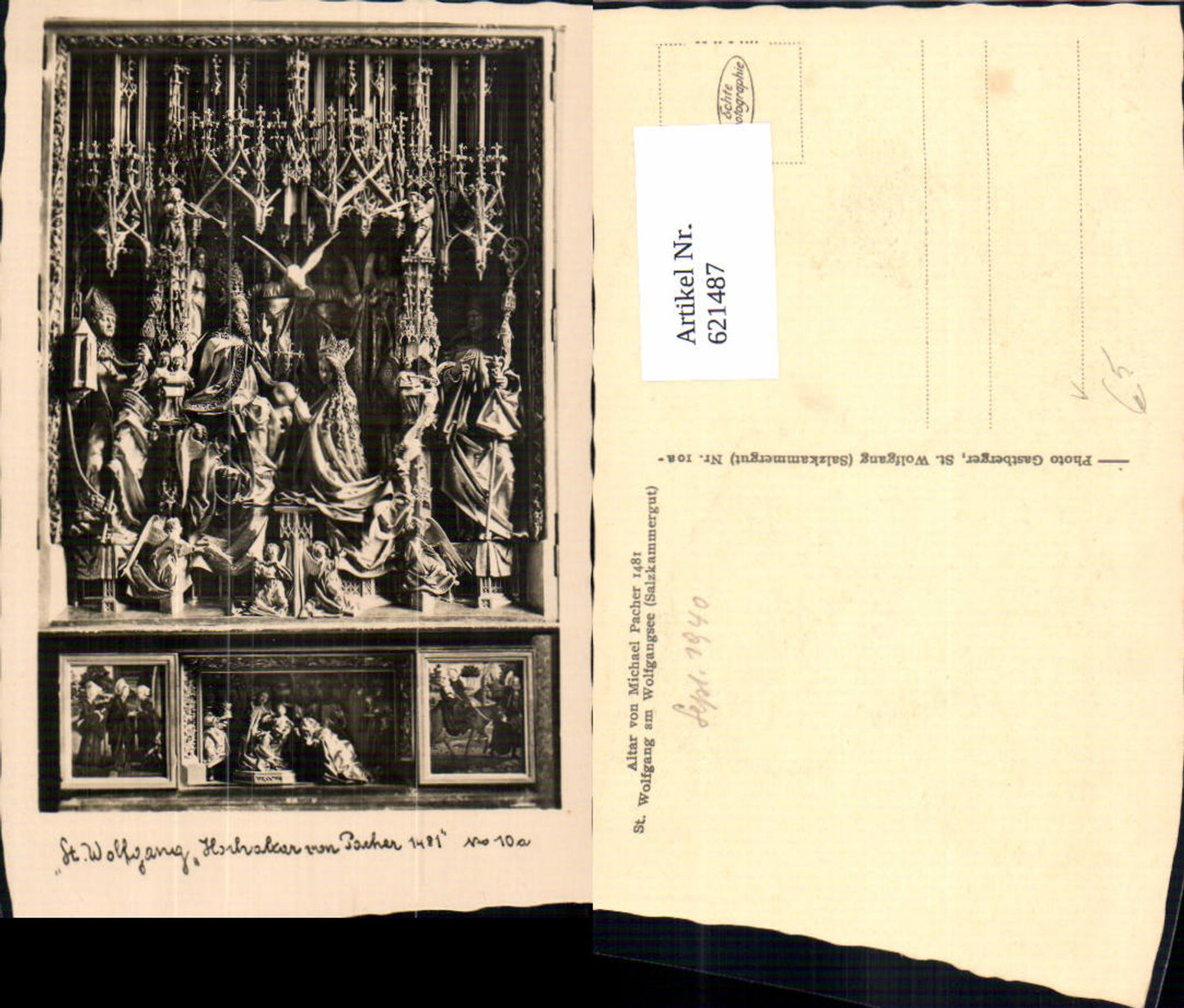 621487,Foto Ak Sankt Wolfgang im Salzkammergut Hochaltar Altar v. Pacher pub Gastberger 10a