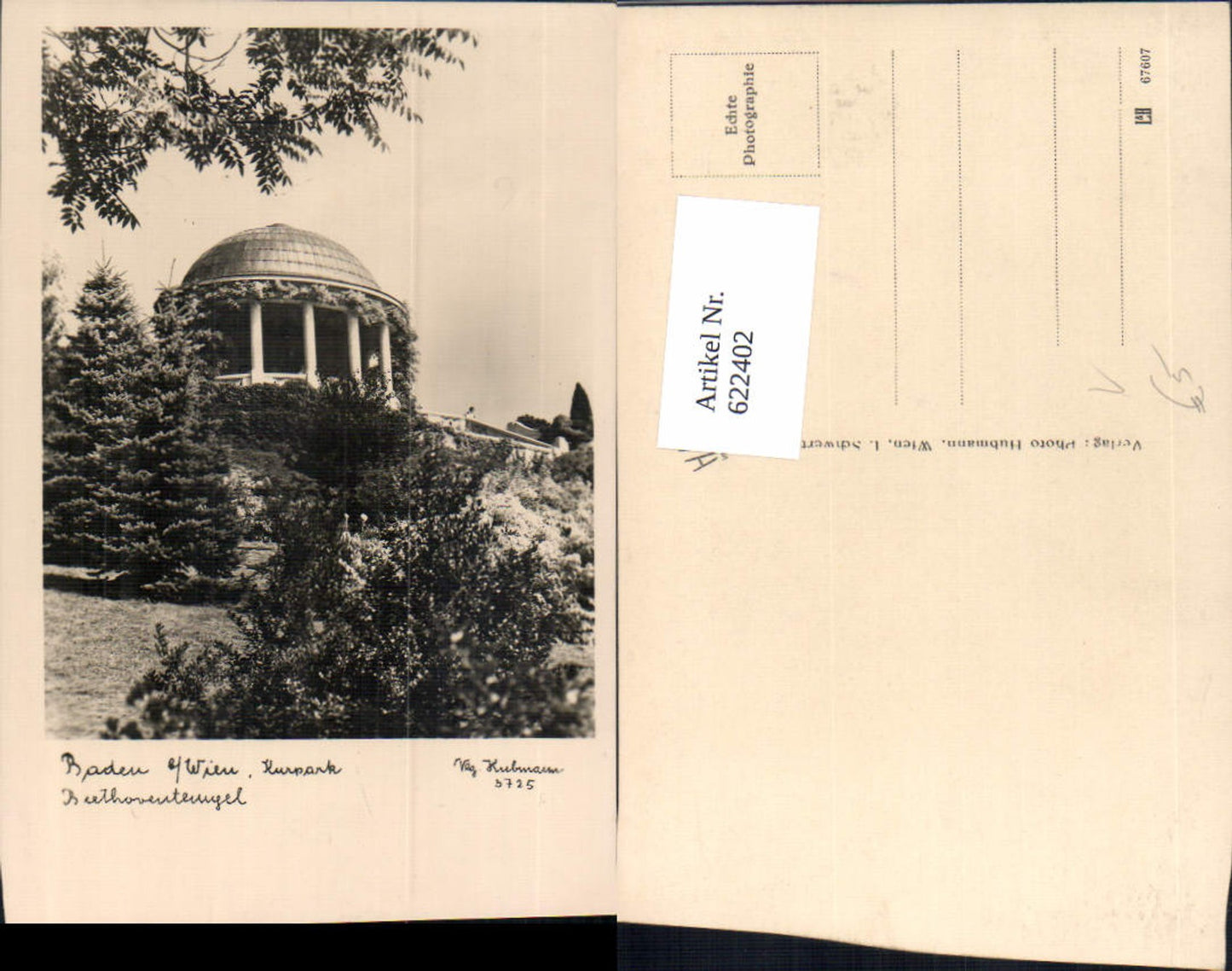 622402,Foto Ak Baden b. Wien Kurpark Beethoventempel Tempel pub Hubmann 3725