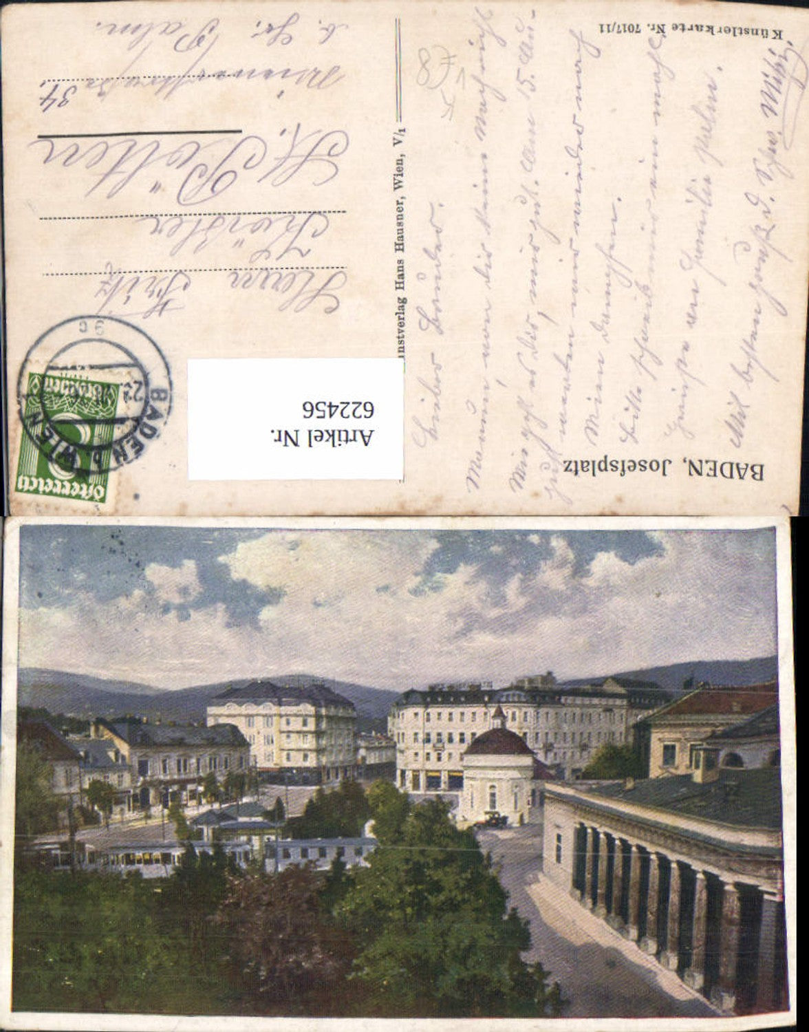 622456,Künstler Ak Baden Josefsplatz pub Hans Hausner 7017/11