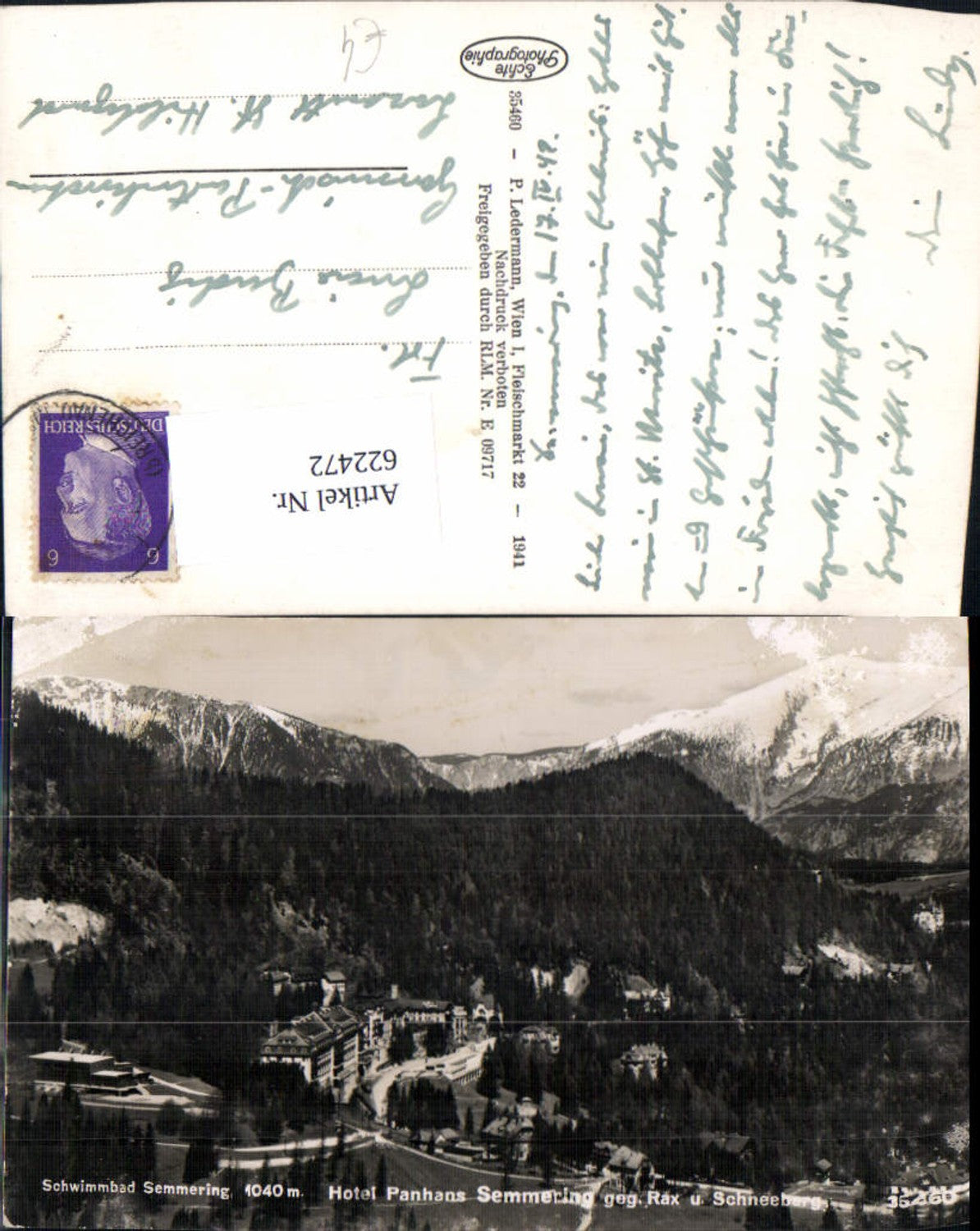 622472,Foto Ak Schwimmbad Semmering Hotel Panhans Semmering-Kurort geg. Rax u. Schneeberg