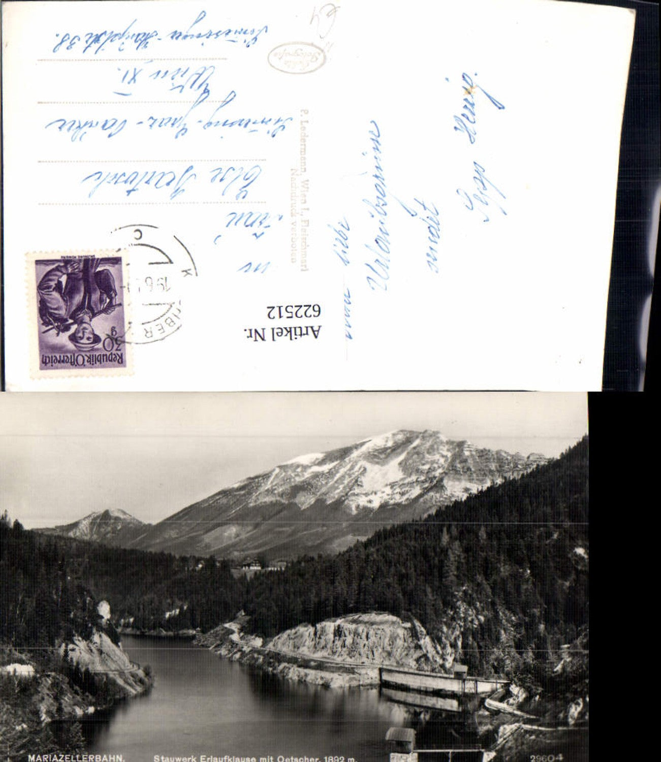 622512,Foto Ak Mariazellerbahn Stauwerk Erlaufklause m. Ötscher Mitterbach am Erlaufsee