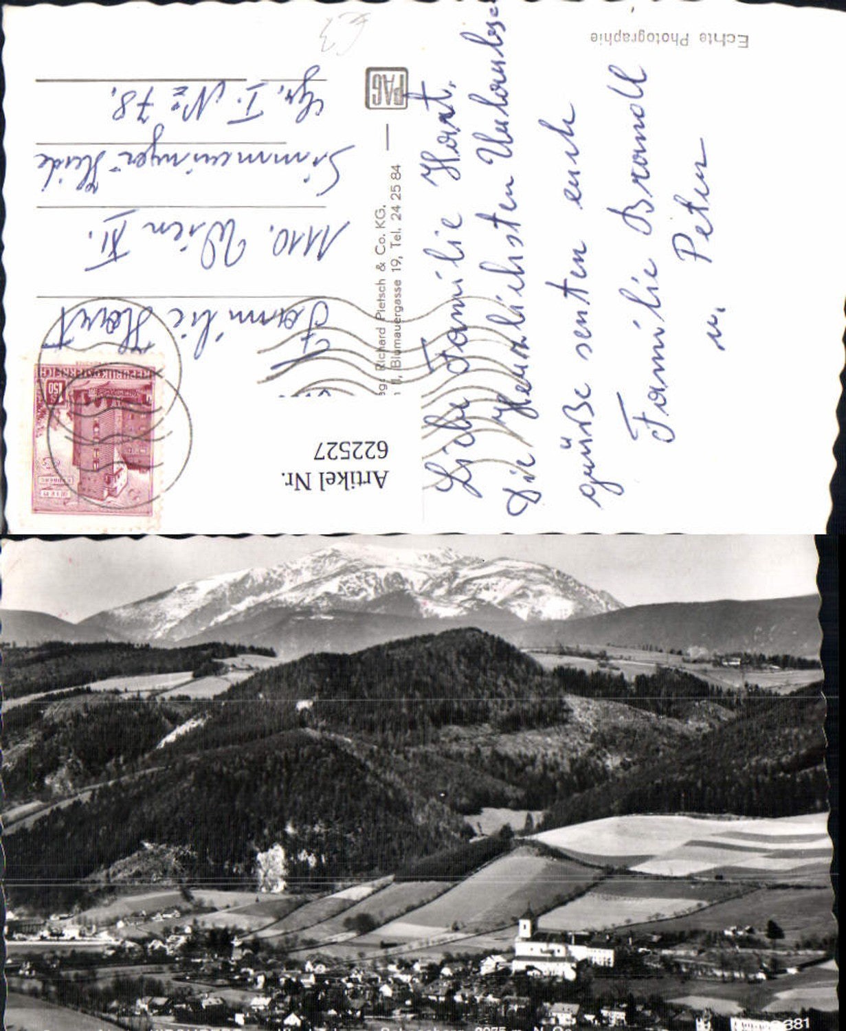 622527,Foto Ak Kirchberg a. Wechsel geg. Schneeberg