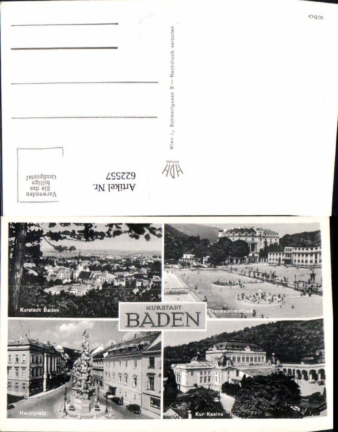 622557,Mehrbild Ak Baden b. Wien Thermalstrandbad Kur Kasino Hauptplatz
