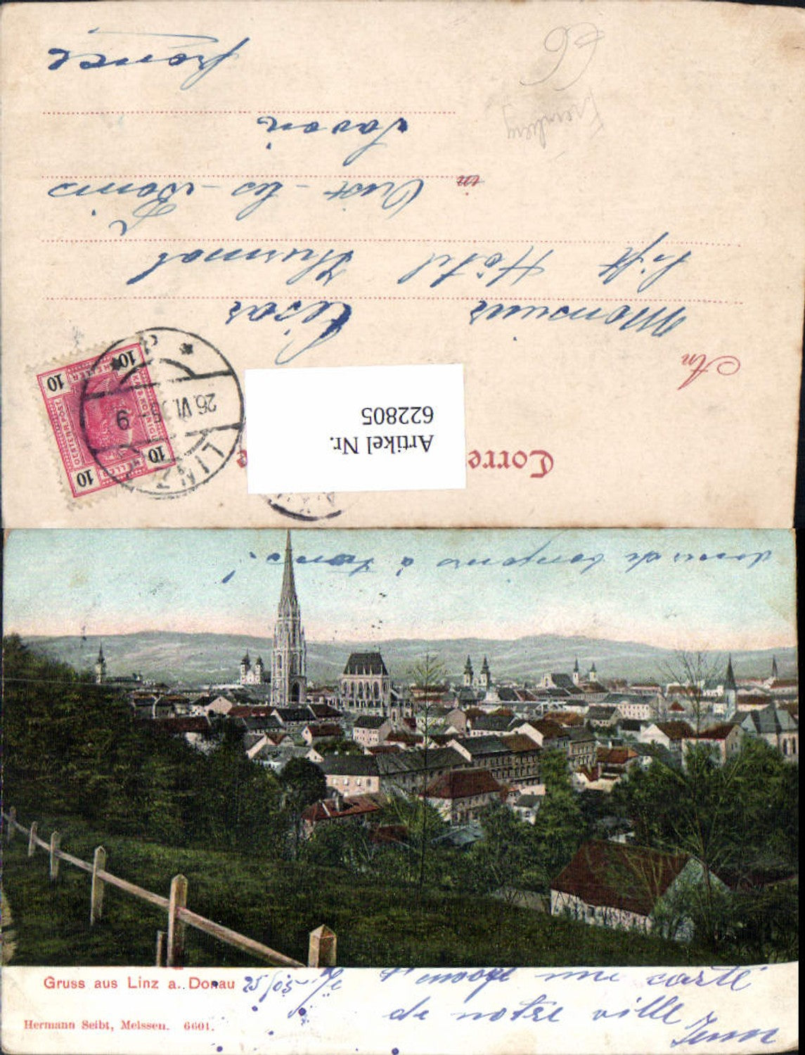 622805,Litho Linz a. d. Donau Freinberg um 1905