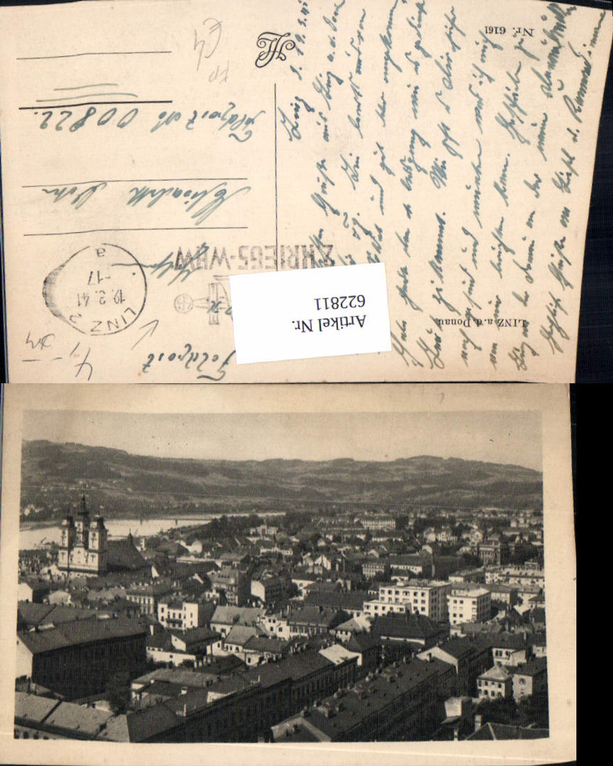 622811,Linz a. d. Donau Ansicht Feldpost Nr. 00822 Stempel 2. Kriegs-WHW