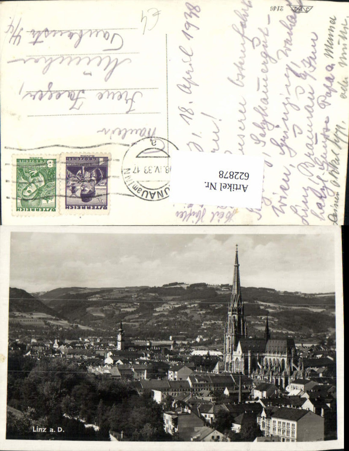 622878,Foto Ak Linz a. d. Donau Ansicht m. Dom