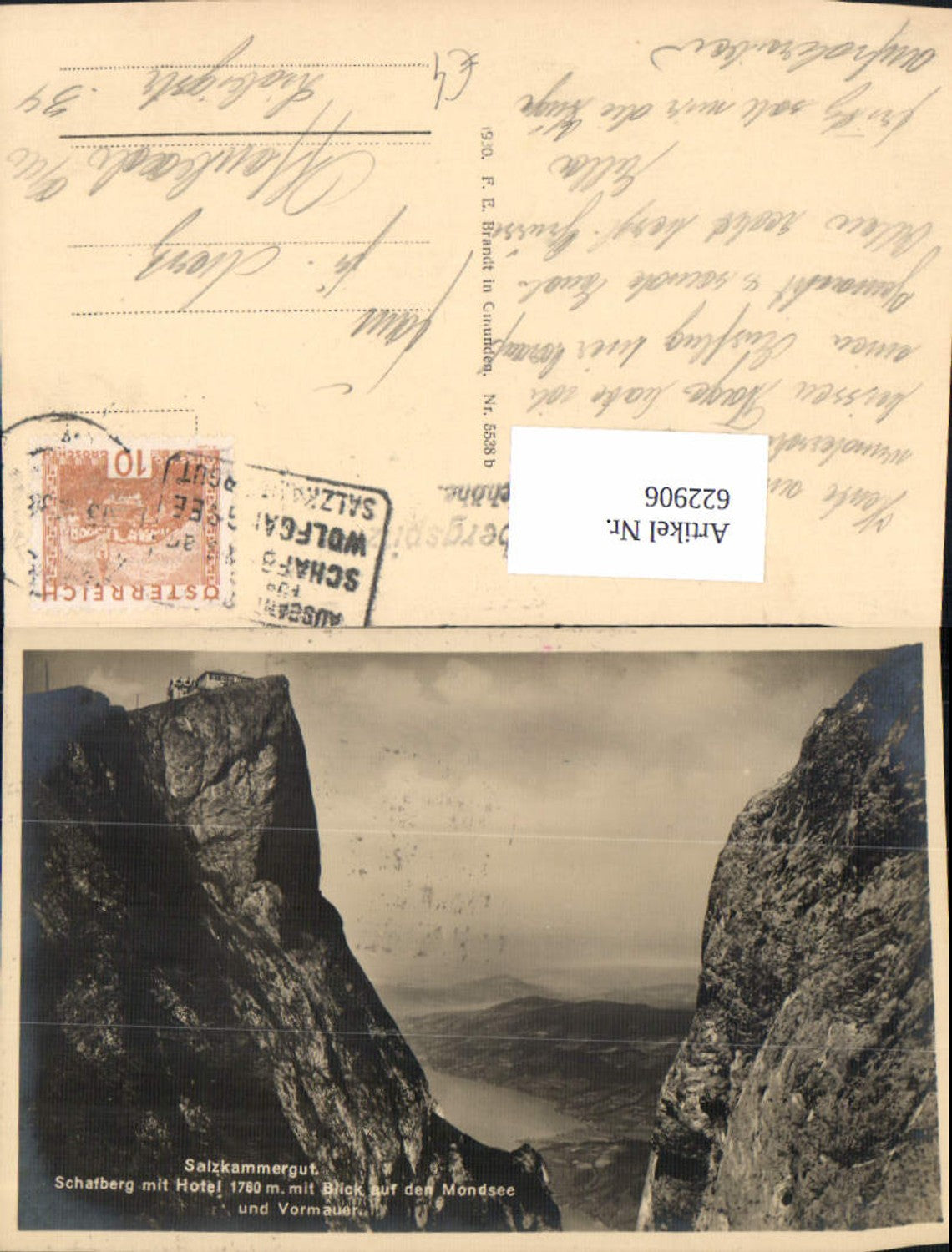 622906,Schafberg m. Hotel m. Blick auf Mondsee u. Vormauer St Wolfgang i. Salzkammergut