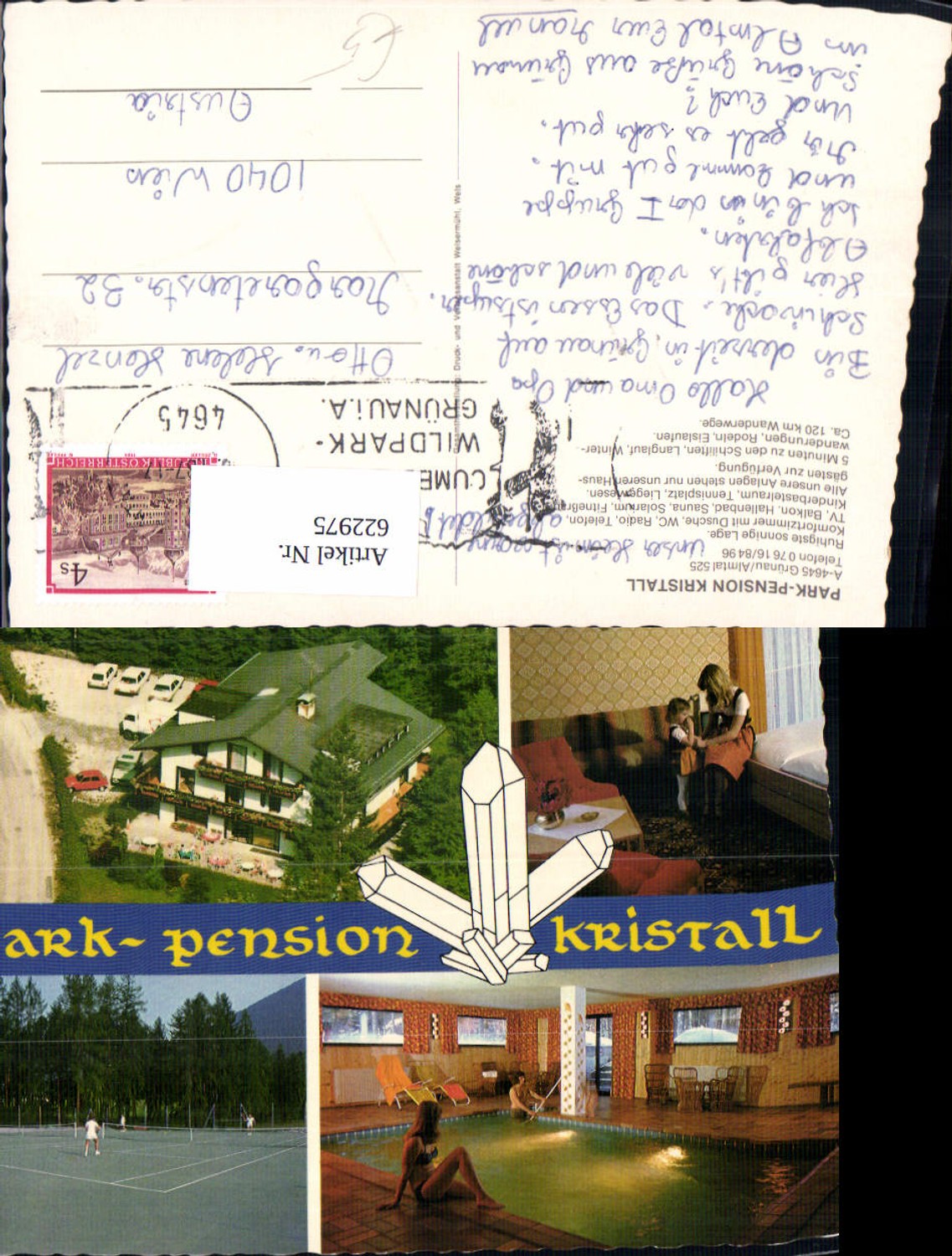 622975,Mehrbild Ak Grünau Almtal Park-Pension Kristall Tennis Hallenbad