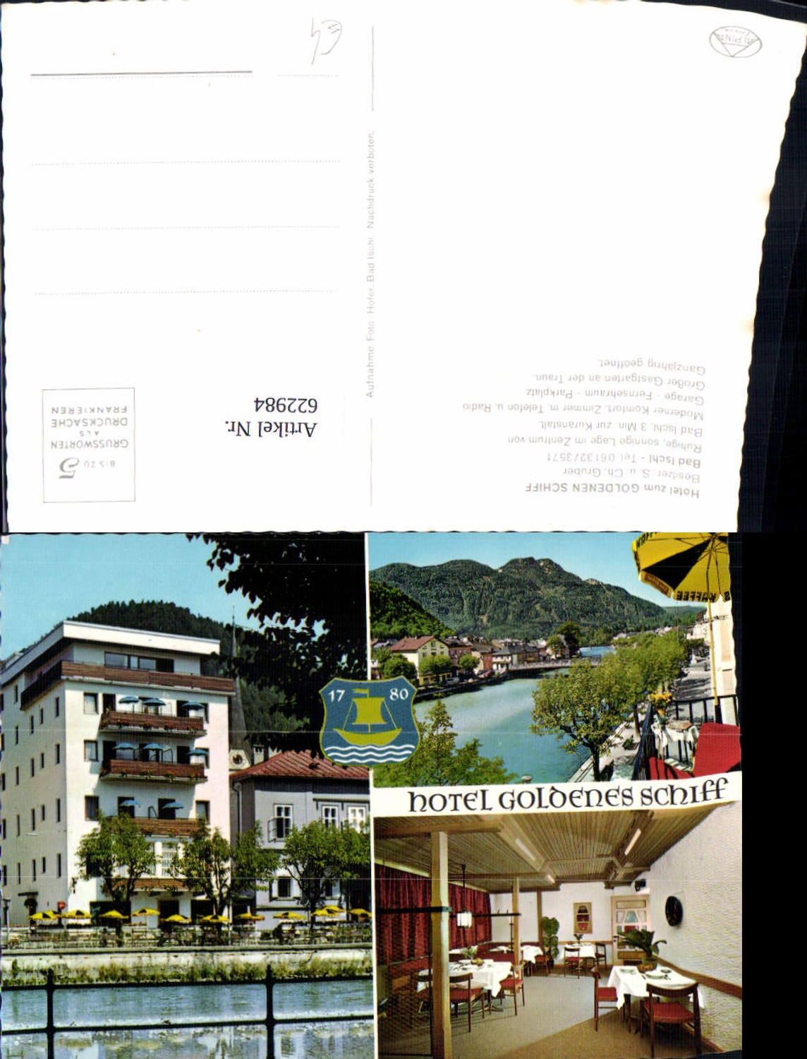 622984,Mehrbild Ak Bad Ischl Hotel zum Goldenen Schiff