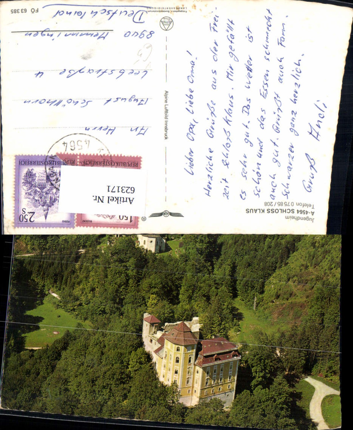 623171,Schloss Klaus Jugendheim Klaus an der Pyhrnbahn pub Alpine Luftbild FÖ 63385