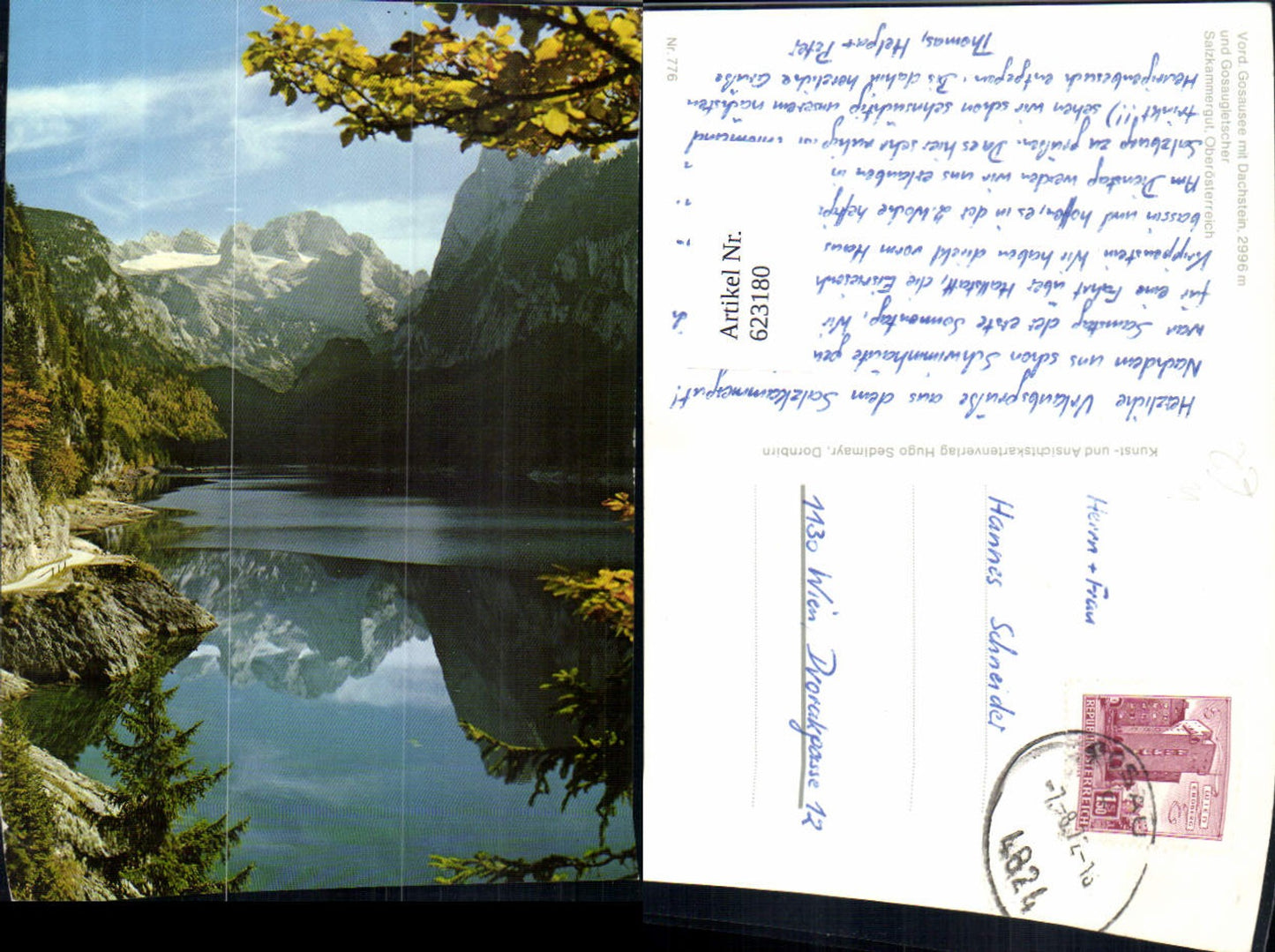 623180,Vord. Gosausee m. Dachstein Gosaugletscher Gosau