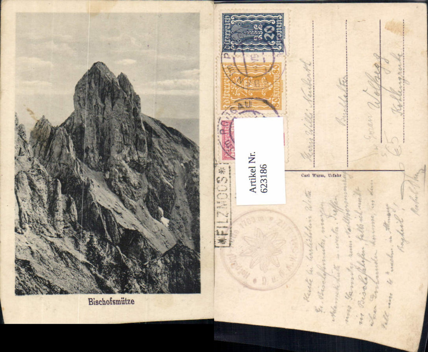623186, Bishop's mitre felt moss stamp felt moss