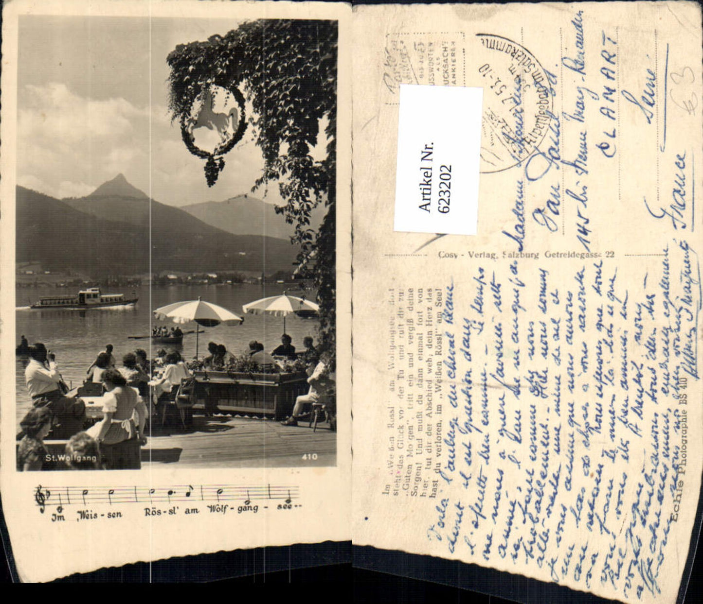 623202,Foto Ak St Wolfgang i. Salzkammergut Weißen Rössl Liedzeile Notenzeile
