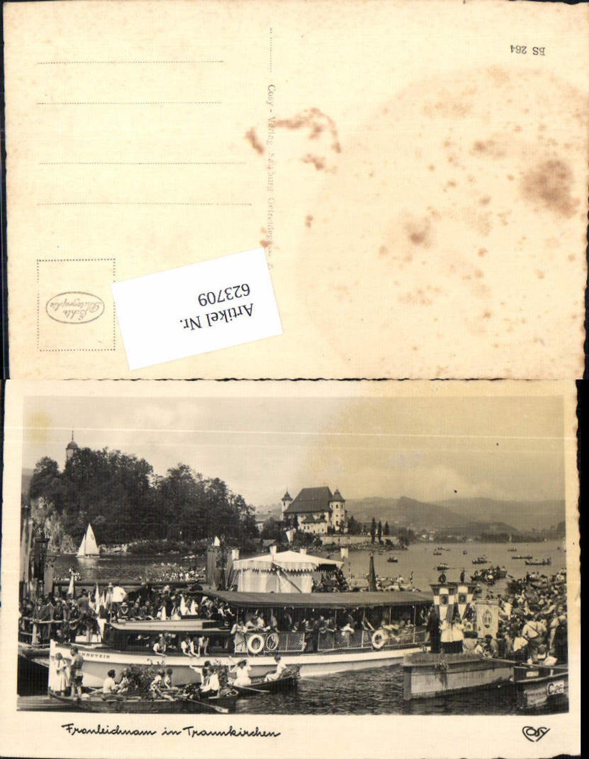 623709,Traunkirchen am Traunsee Fronleichnamsprozession Fronleichnam Boot Sonnstein